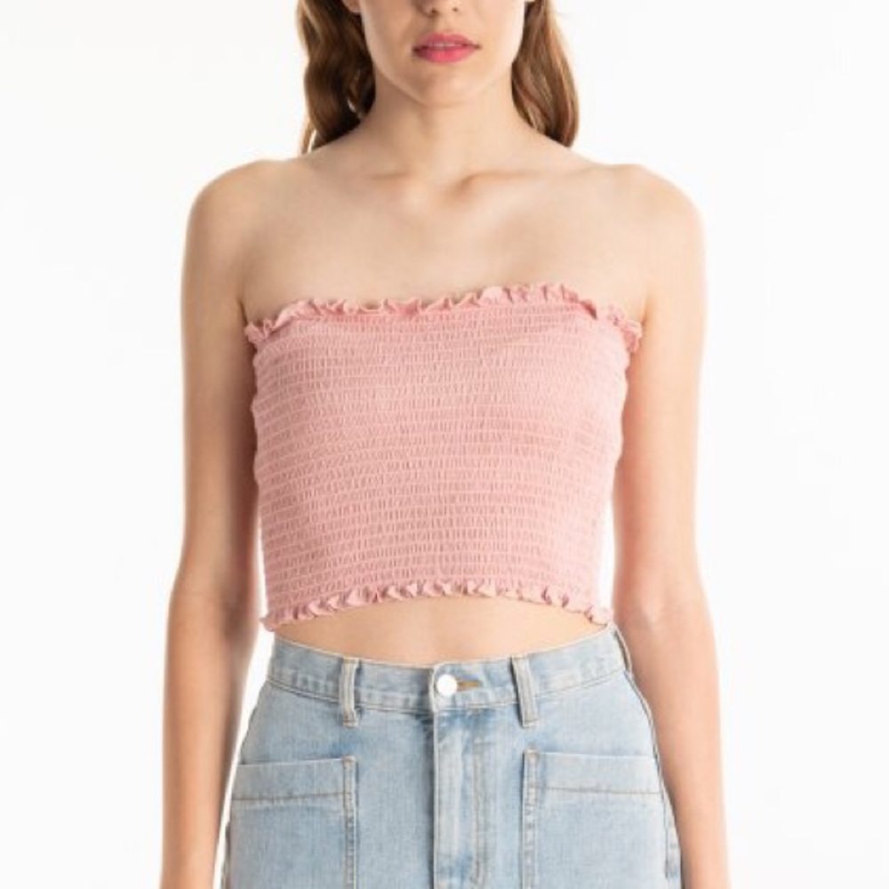 Dusty Pink Bandeau Crop Top